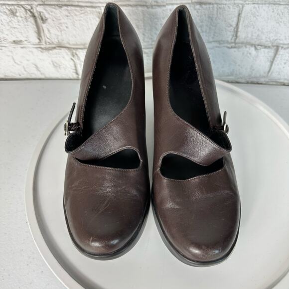 Dansko Brown Heels Tara Nappa Mary Jane Leather Buckle Strap Neutral 9 39 - Picture 8 of 12